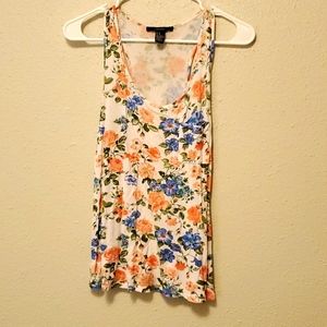Forever 21 floral white tank top Medium